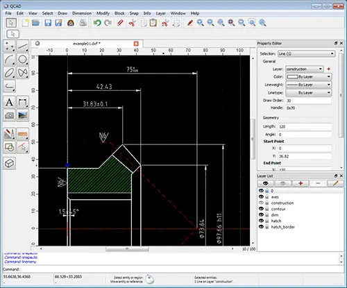 QCAD —  یک نرم‌افزار CAD رایگان ، ساده و دقیق